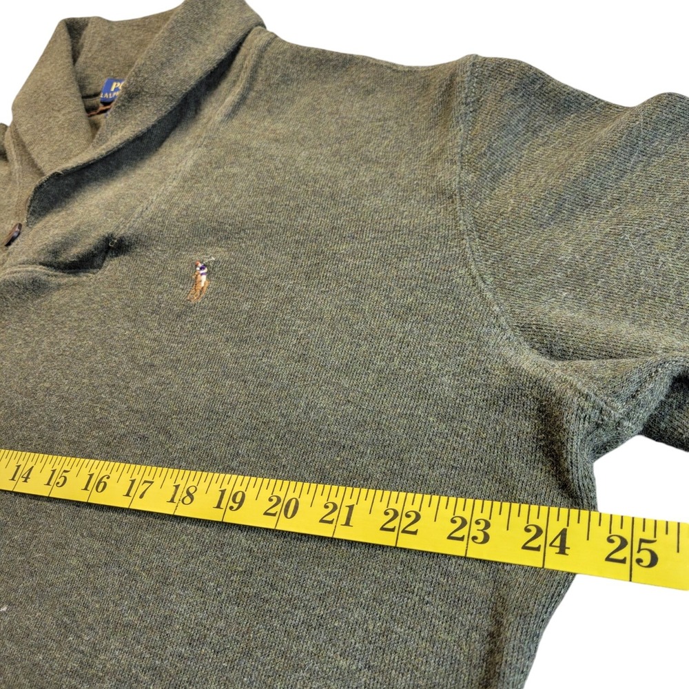 Polo Ralph Lauren Shawl Collar Pullover Sweater Green Size‎ Large Estate Rib - Picture 9 of 10